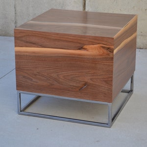 Unique accent table, wooden cube, side table, live edge small table, small coffee table, unique coffee table image 1