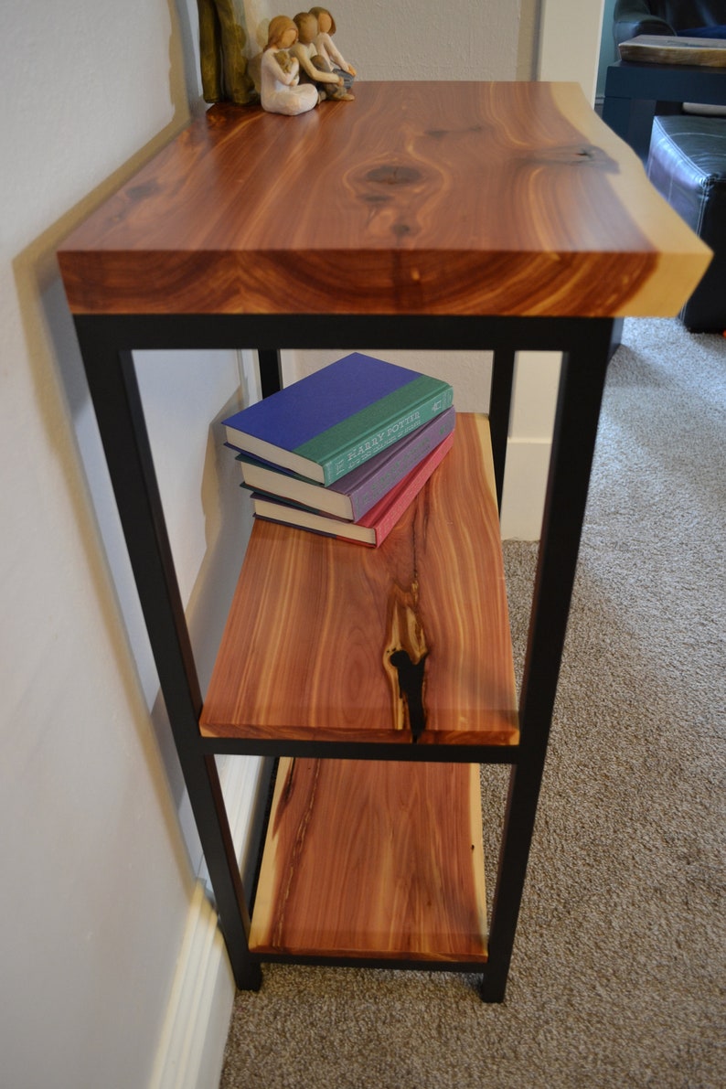 Small Live Edge Red Cedar Console or Entryway Table with Metal Legs image 8