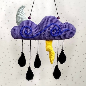 Modello per mobile all&#39;uncinetto Notte tempestosa, Modello per mobile all&#39;uncinetto, Modello per mobile per la cameretta dei bambini, Modello per mobile in PDF, Modello per baby shower all&#39;uncinetto