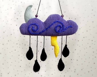 Stormy Night Mobile Crochet Pattern, Crochet Mobile Pattern, Nursery Mobile Pattern, PDF Crochet Pattern, Baby Shower Crochet Pattern