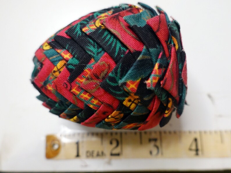 Lot of 2 Vintage Christmas Tree Ornaments Quilted Folded Fabric