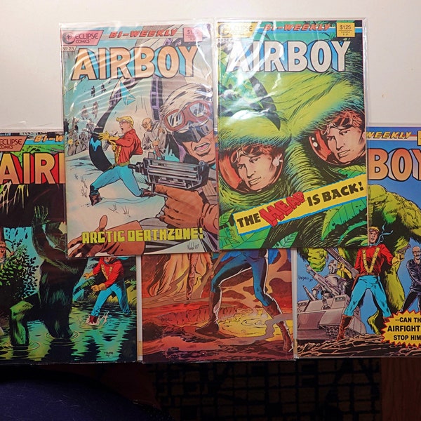 5 1987 Airboy Comic Books by Eclipse Comics This lot consists of: Airboy #23, #24, #25,#26, #27