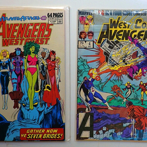 2 West Coast Avengers Comic Books 1984 #4 and Avengers West Coast 1989 #4 Annual Marvel MCU Universe