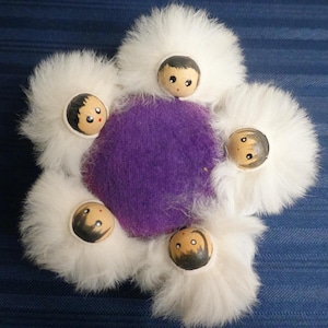 Vintage Eskimo Children Pin Cushion: Purple Blanket Toss Sewing Notion