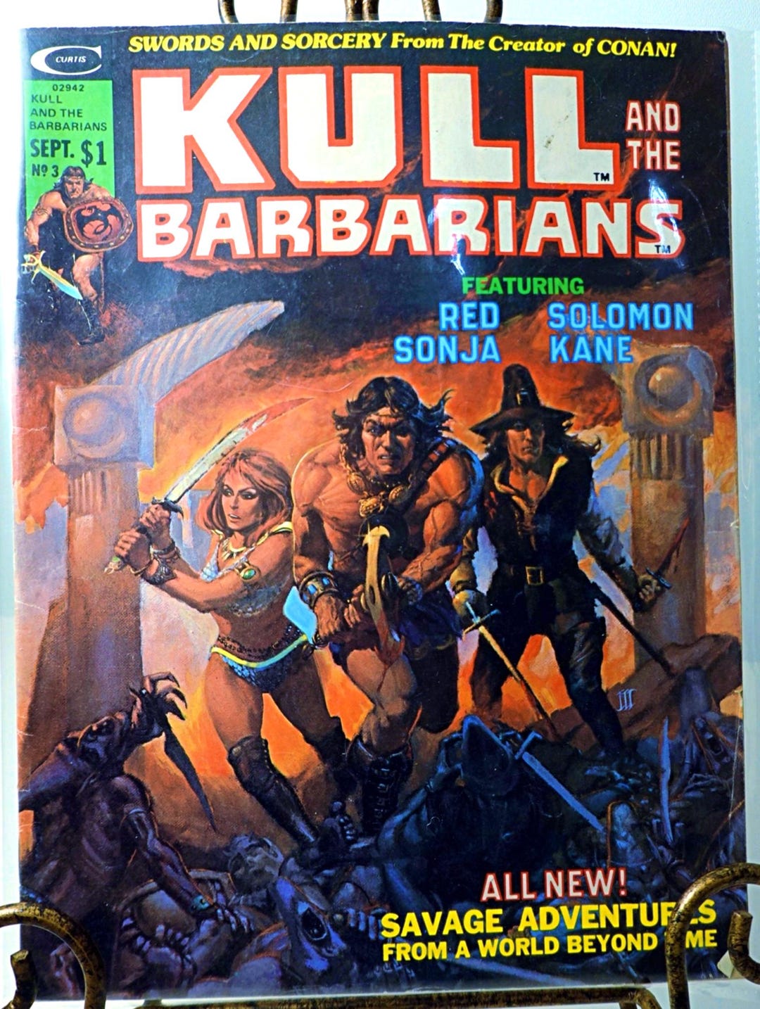 No.3 Kull and the Barbarians Magazine: Red Sonja & Soloman Kane, Sept ...