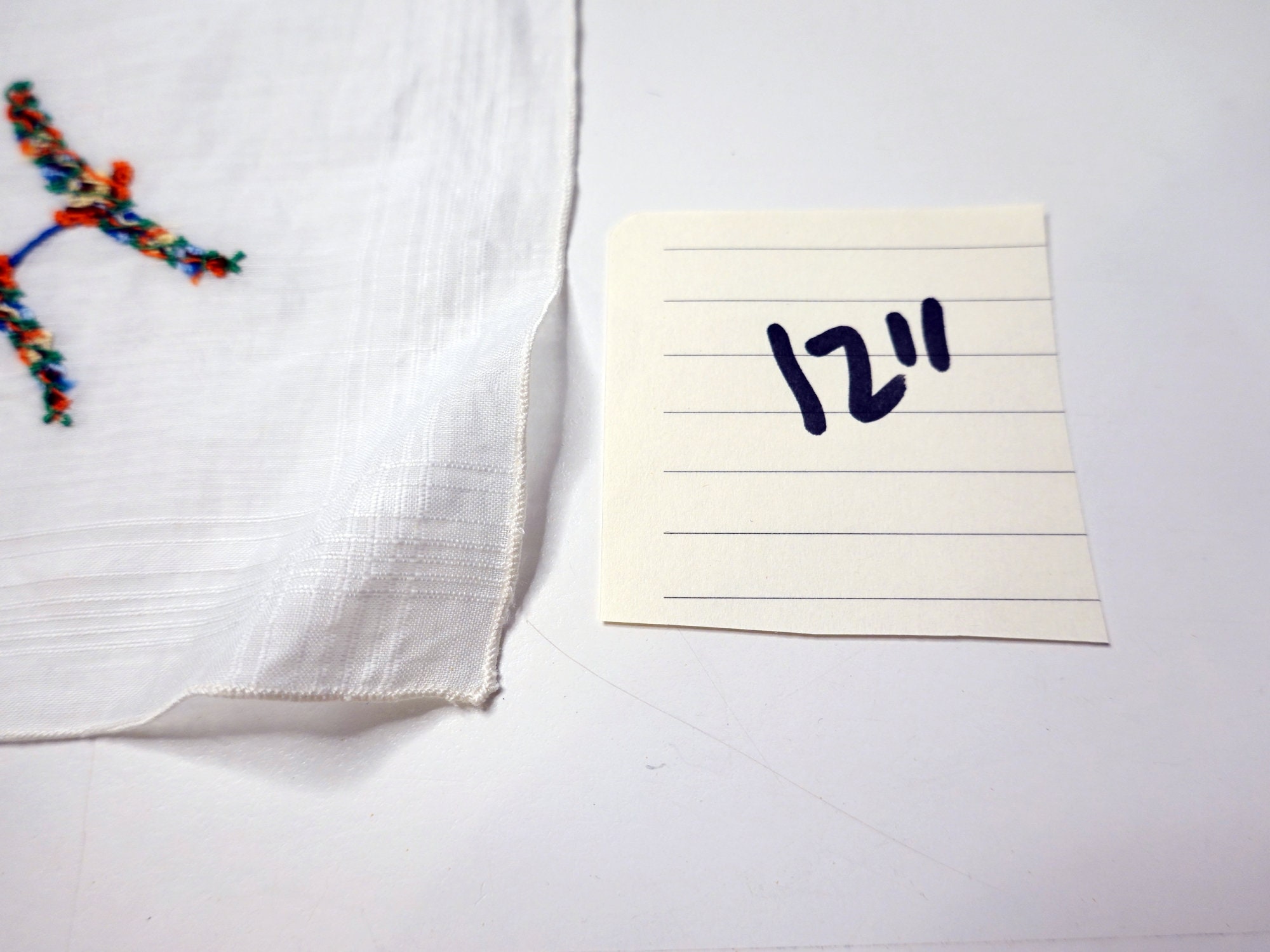 Mouchoir Homme Vintage Elwin 100% Coton Blanc, Broderie Fine Et Lettre H Manuscrite