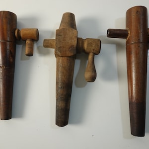Vintage Czechoslovakia Wooden Barrel Spigot Tap - Set of 3