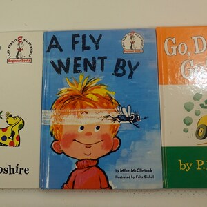 Lot of 3 Classic Beginner Books, Put Me in the Zoo by Robert Lopshire, A Fly Went By by Mike McClintock, Go, Dog. Go! by P.D.Eastman