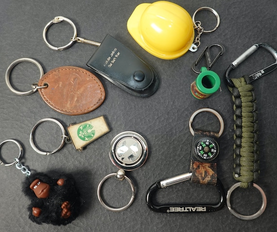 Vintage Keychain Lot of 9 Multi Tool Compass Carabiner Starbucks