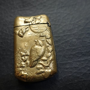 Vintage Brass Gold Tone Metal Matches Case