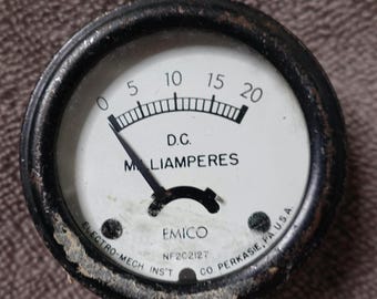 Medidor de miliamperímetro EMICO DC vintage 0–20 mA Medidor de panel industrial EE. UU.