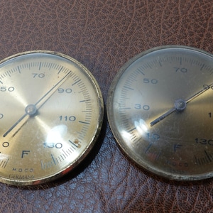 Vintage Moco Germany Barometer Thermometer Gauges: Patina Brass Instruments