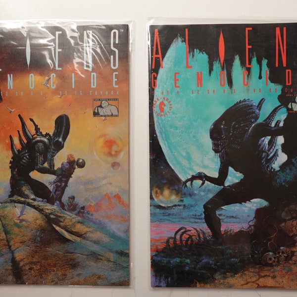 2 Aliens Genocide Comic Books 1991 #2 van 4 en 1991 #3 van 4, van Dark Horse Comics. Beide zijn in zeer goede staat.