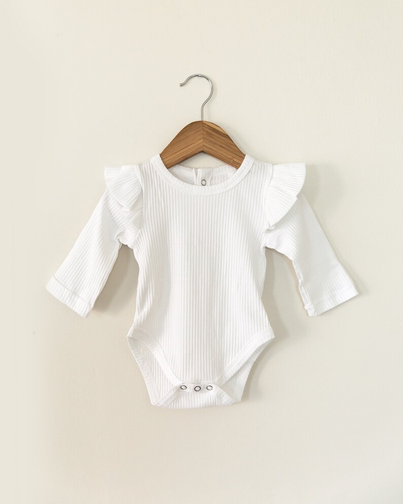 Ruffle Long Sleeve Baby Bodysuit Baby Girl Ruffle Sleeved Etsy