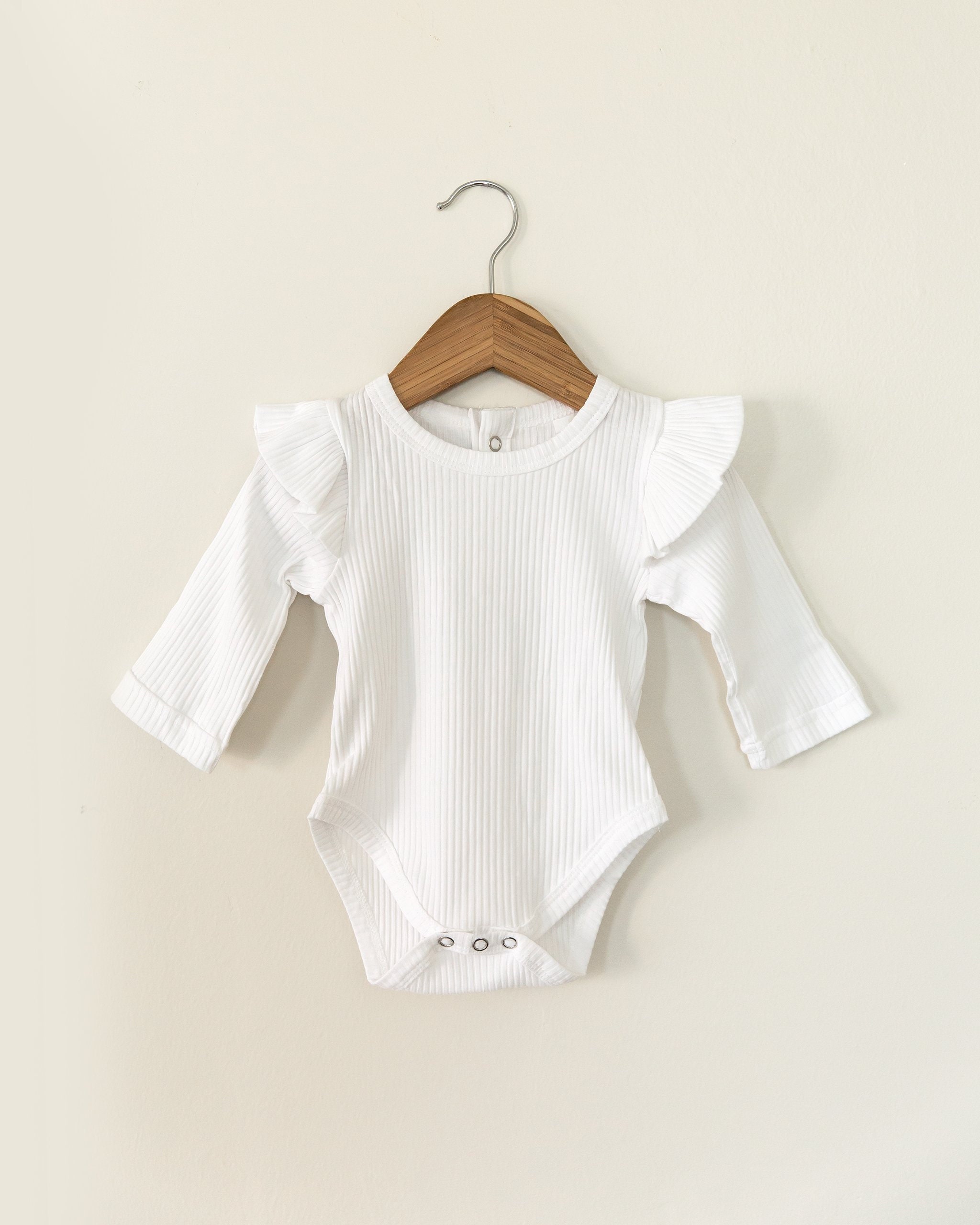 Ruffle Long Sleeve Baby Bodysuit Baby Girl Ruffle Sleeved Etsy