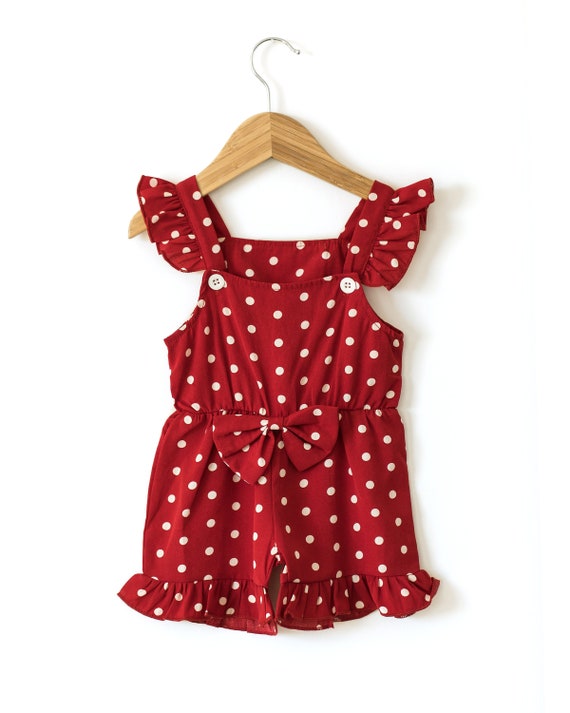 Baby Girl Polka Dot Romper Red and 