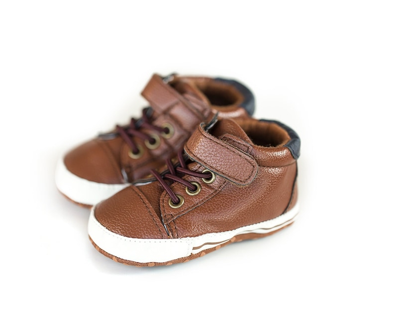 Baby Boy Brown Leather Shoes Baby Boy Sneakers Baby Boy Shoes Etsy