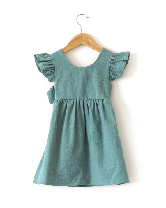 Toddler Girl Ruffle Sleeve Dress Blue Baby Girl Dress Blue - Etsy