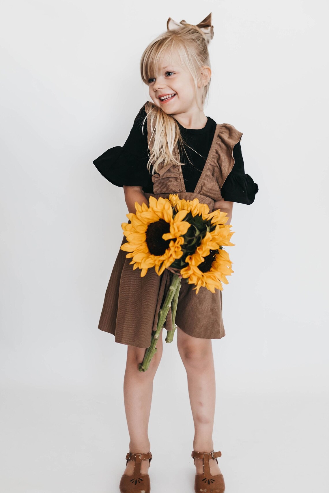 Brown Ruffle Strap Dress Baby Suspender Skirt Baby Girl Etsy