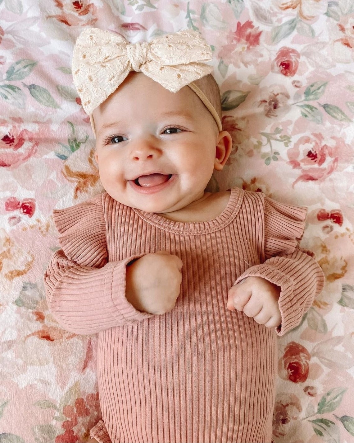 Ruffle Long Sleeve Baby Bodysuit Baby Girl Ruffle Sleeved Etsy