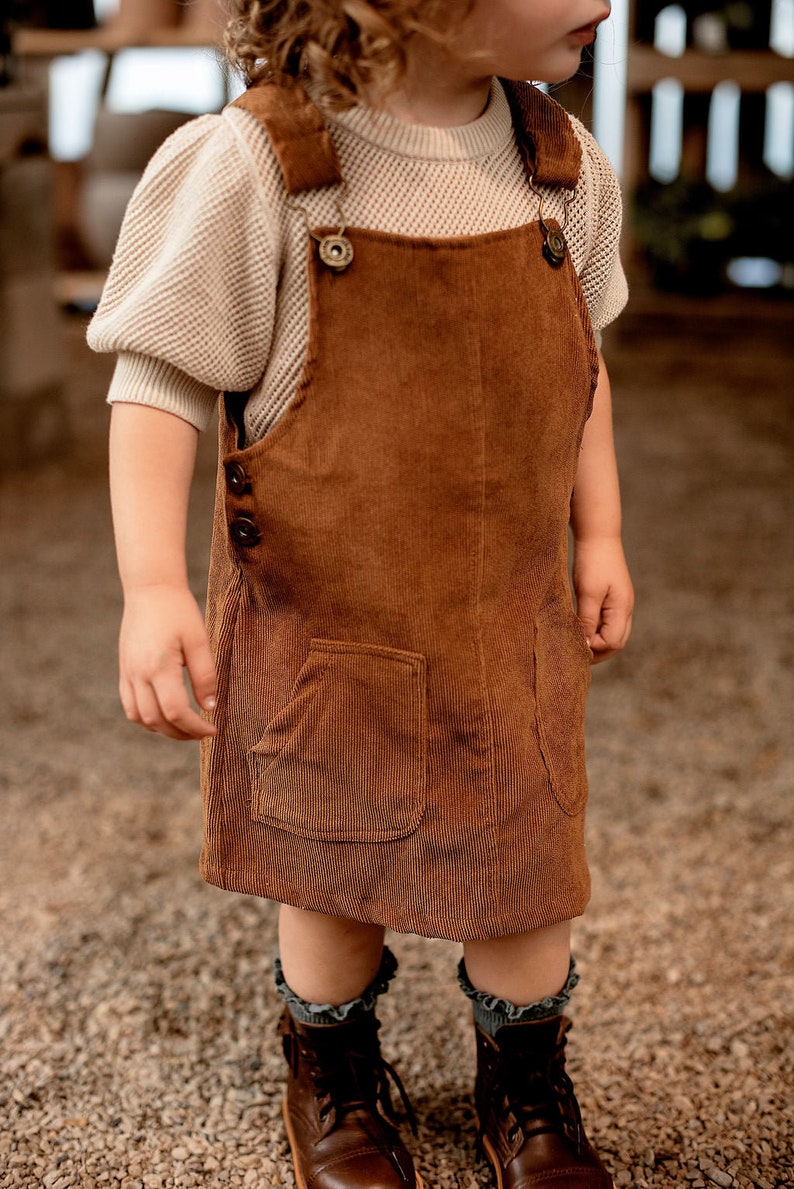 Brown Corduroy Little Girl Overall Dress Baby Girl Corduroy Etsy