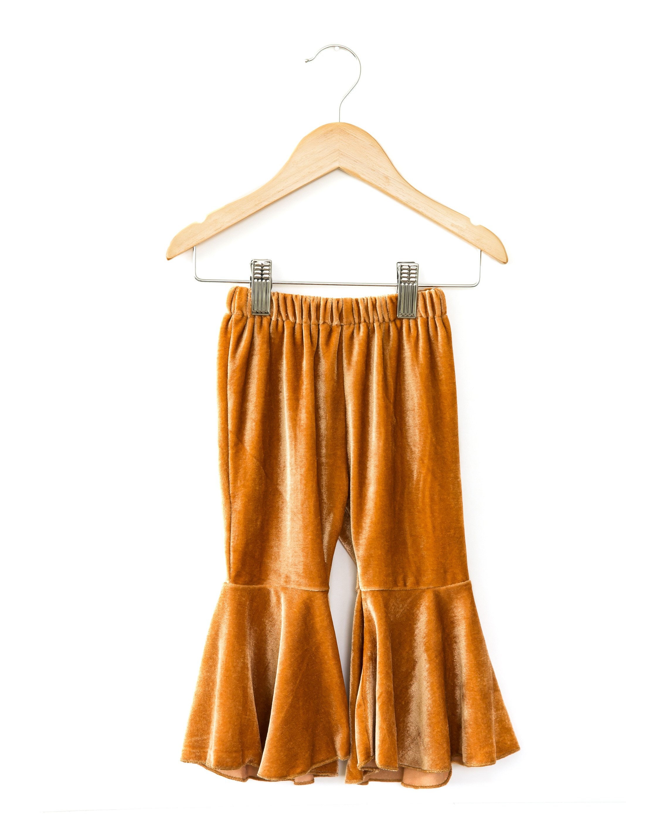 Little Girl Velvet Bell Bottom Pants in 