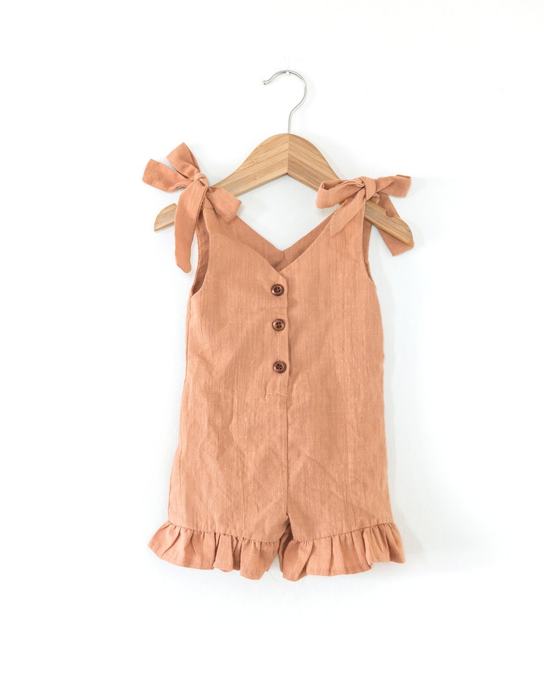 Muted Orange Baby Girl Romper Sleeveless Baby Romper Summer Etsy