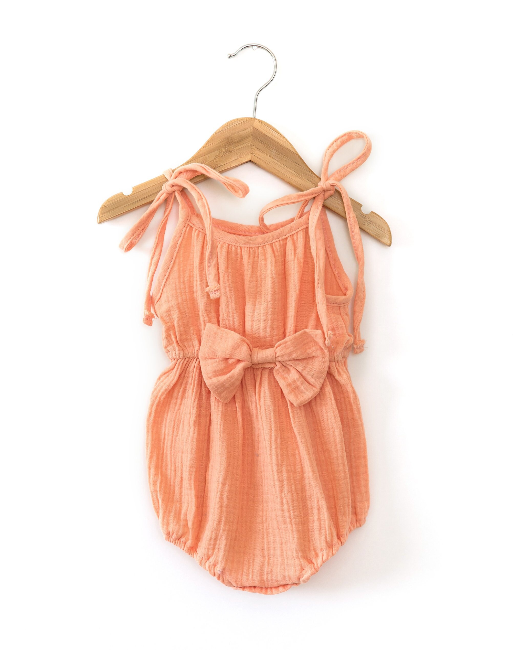 Coral Baby Romper Baby Girl Romper Peach Baby Romper Summer - Etsy