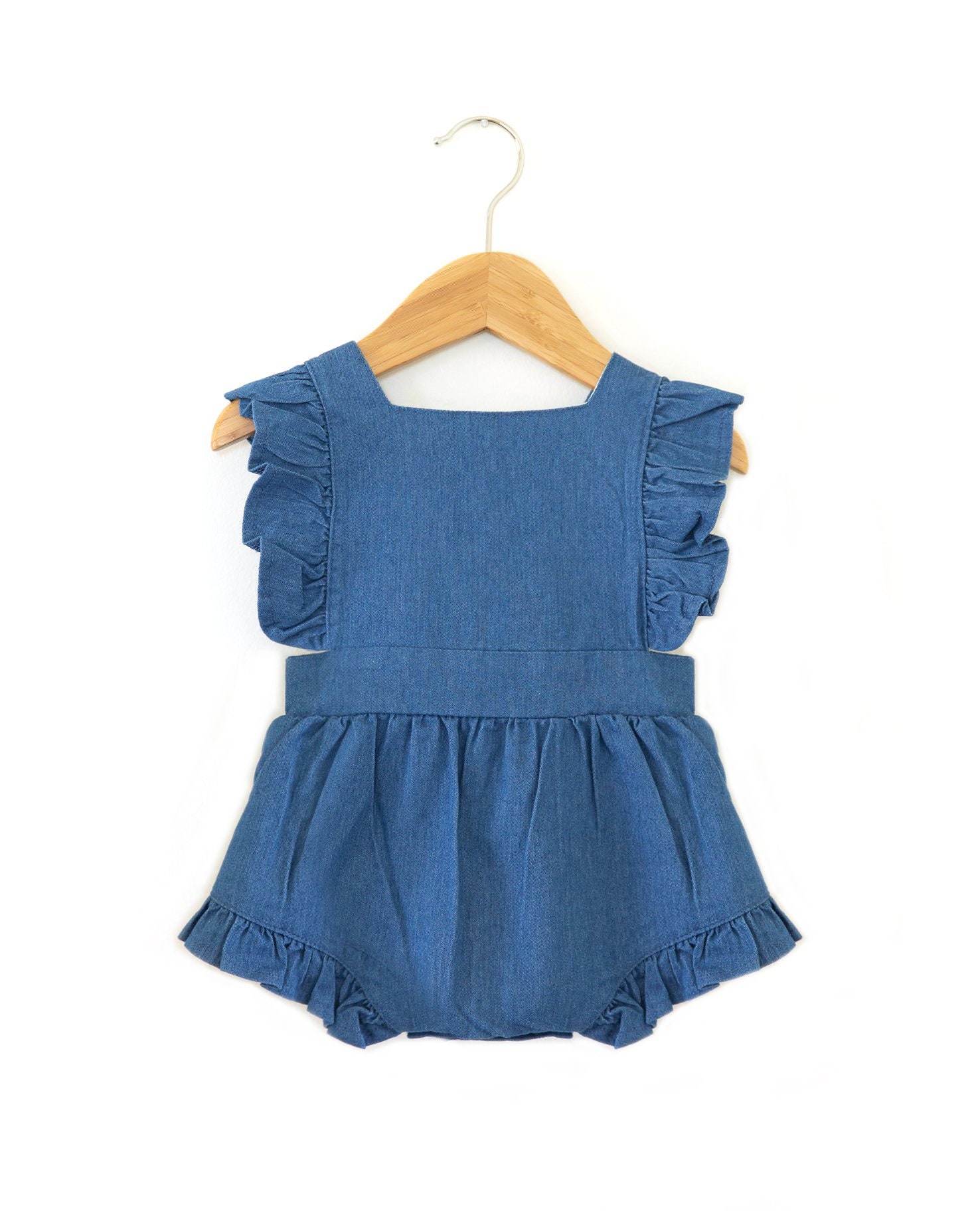 Baby Girl Denim Romper Ruffle Denim Romper Little Girl Denim Etsy