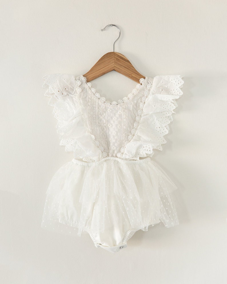 Baby Girl Boho Romper Boho Lace Romper Baby Girl Cake Smash Outfit Boho Baby Dress Romper Infant Baptism Dress Off White Lace Baby Romper 