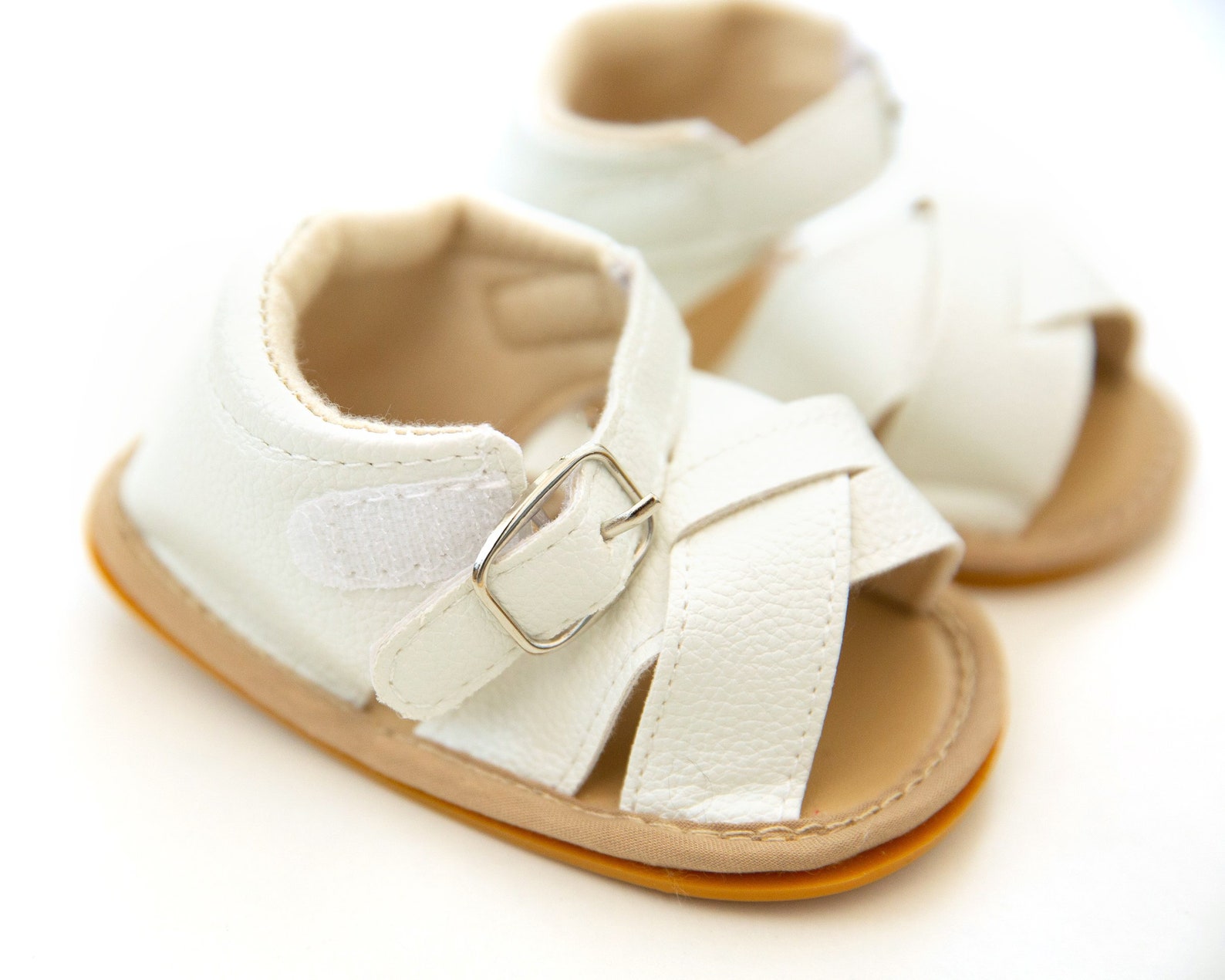 White Baby Girl Sandals Baby Girl Shoes Pleather Baby Girl Etsy