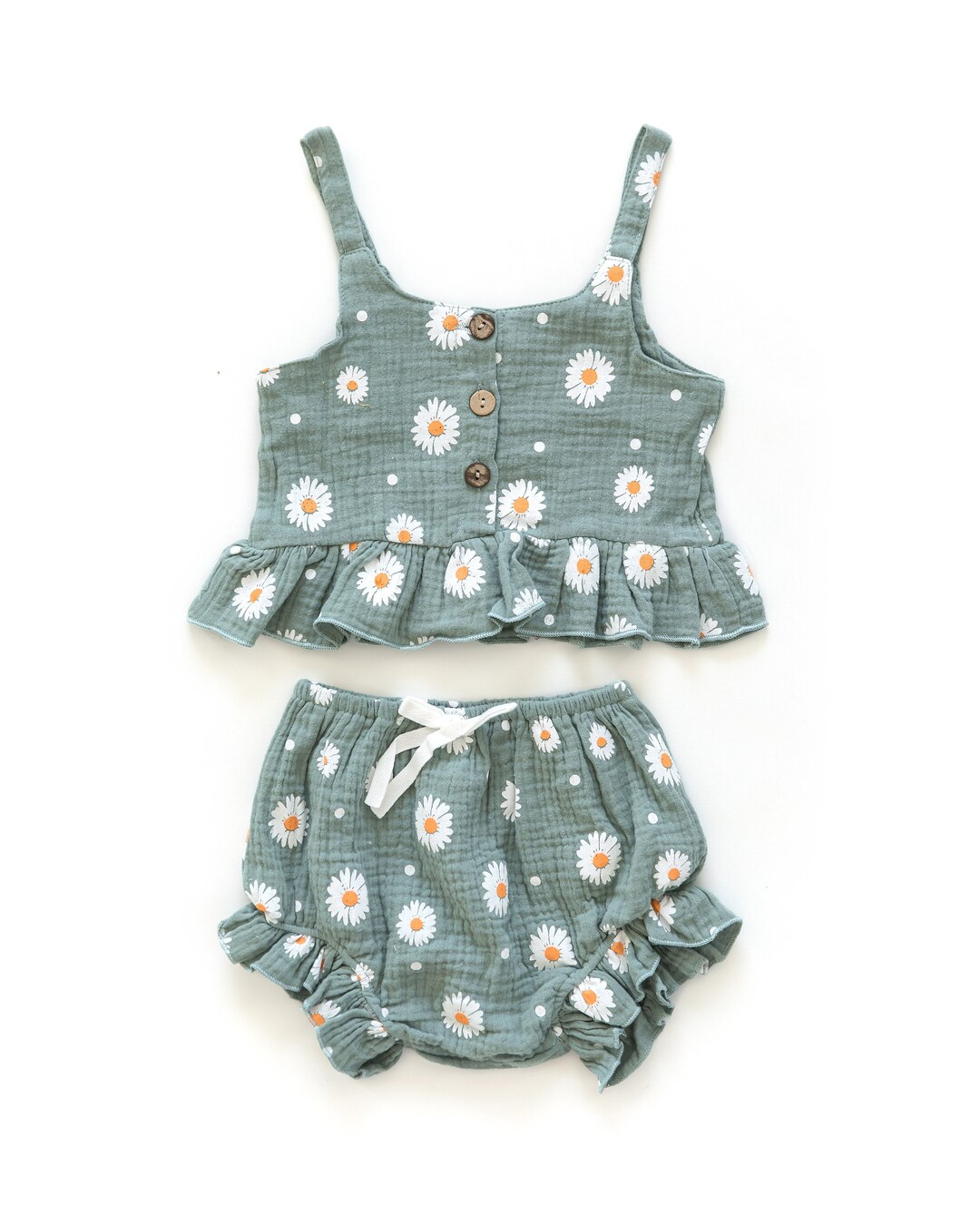 Sage Green Baby Girl Summer Outfit Baby Girl Two Piece Summer Etsy