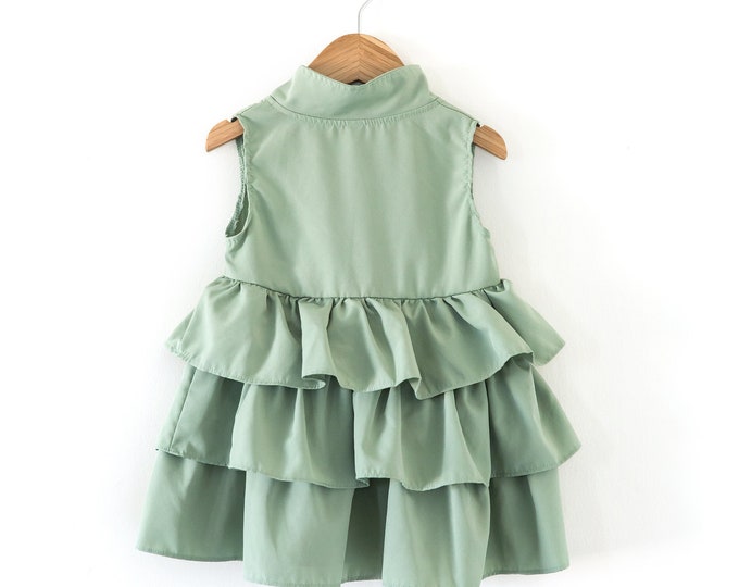Little Girl Ruffle Dress in Dusty Mint Baby Girl Mint Dress Etsy