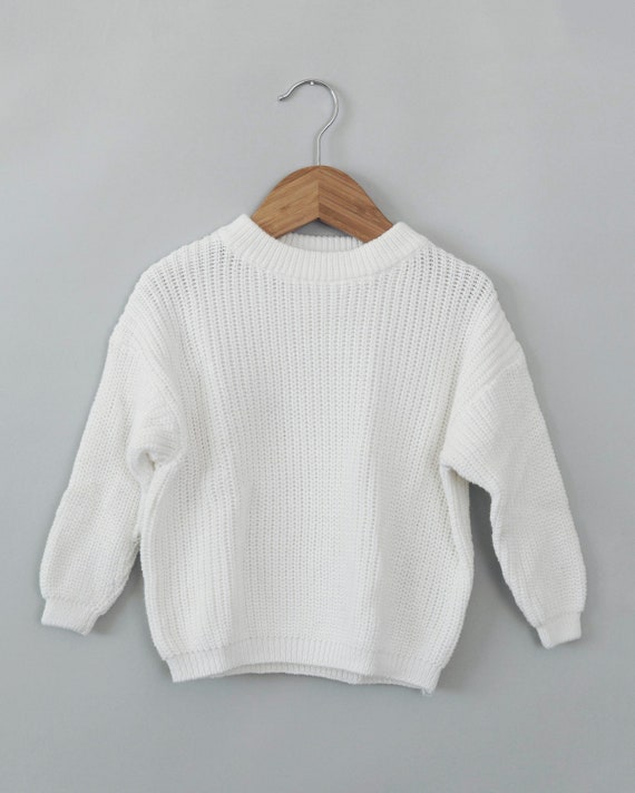 Baby Girl Oversized Sweater in White Toddler Girl Sweater Baby Etsy