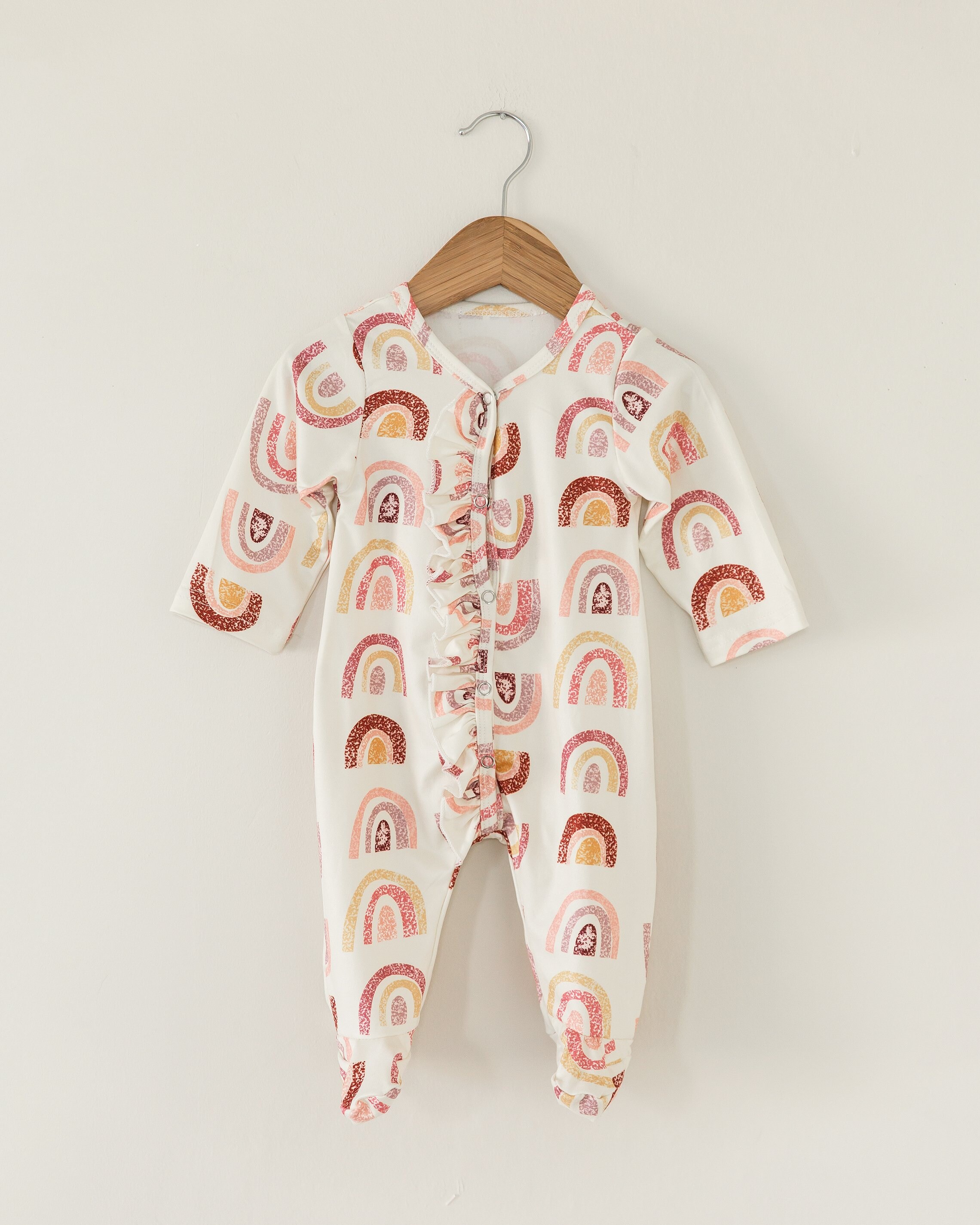 Rainbow Ruffle Footed Coverall Rainbow Baby Girl Pajamas Etsy Ireland