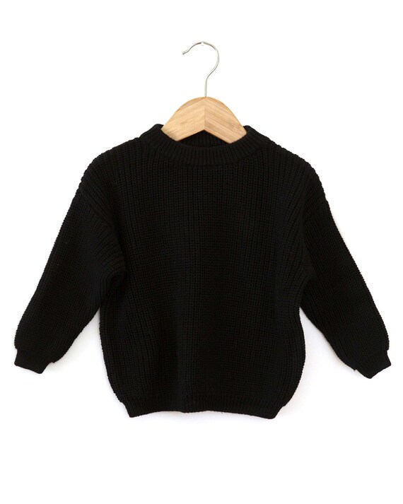 Baby Girl Oversized Sweater in Black Toddler Girl Sweater Baby Etsy