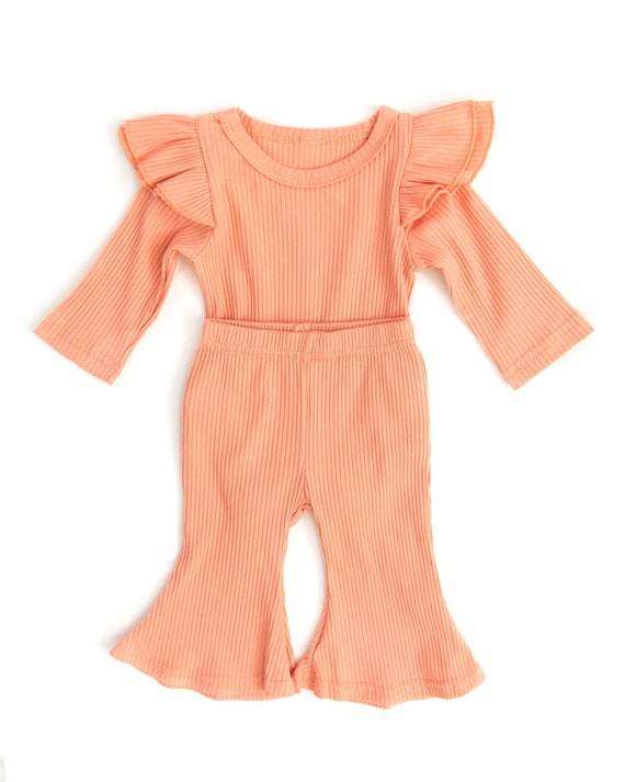 Baby Girl Winter Outfit Light Coral Baby Girl Outfit Long Etsy