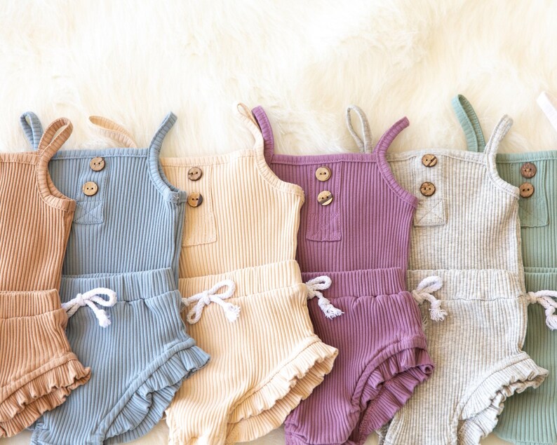 Baby Girl Summer Outfit Biege Baby Tank Top Romper and Ruffle Etsy