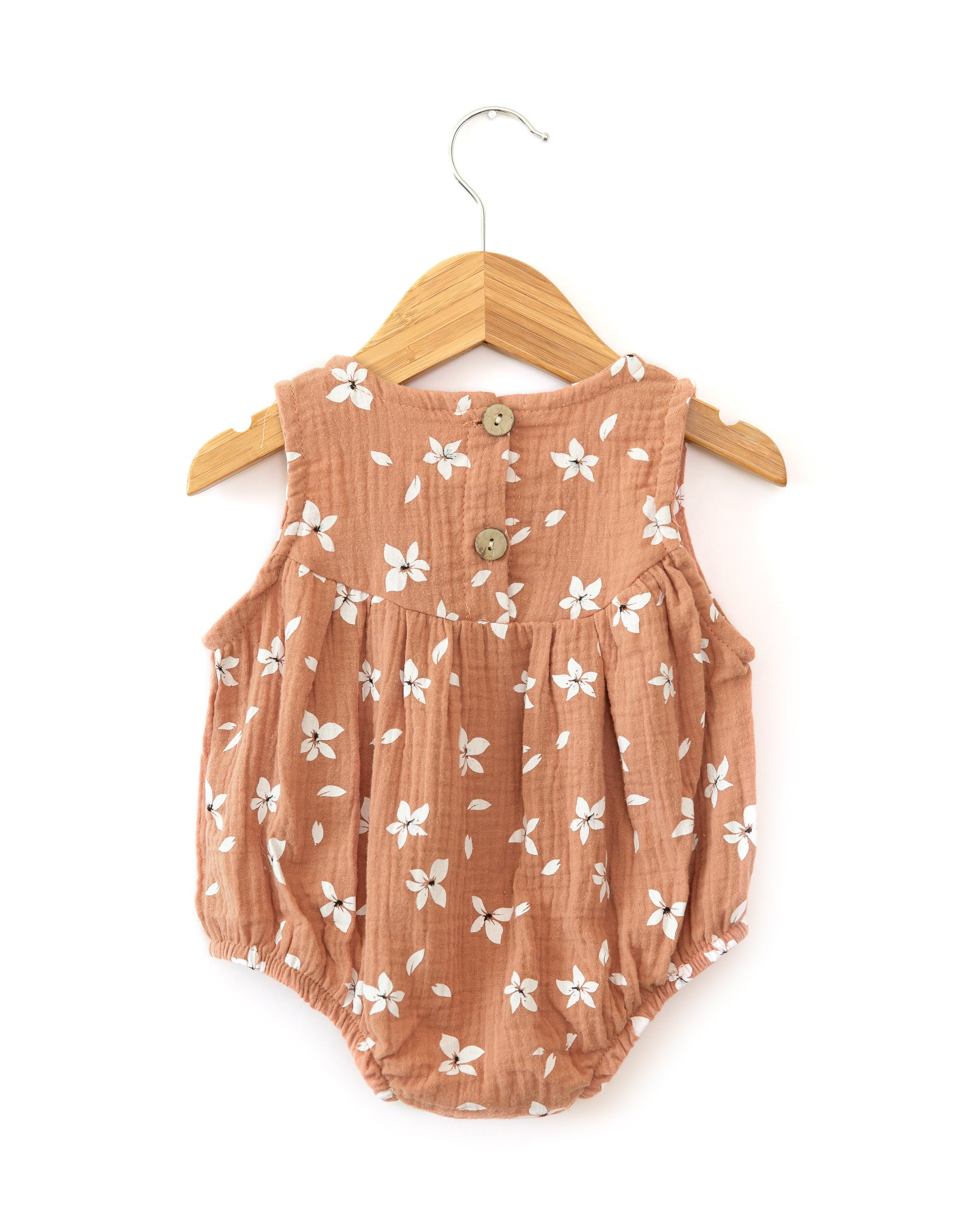 Peach Floral Baby Girl Romper Daisy Baby Girl Romper Summer Etsy