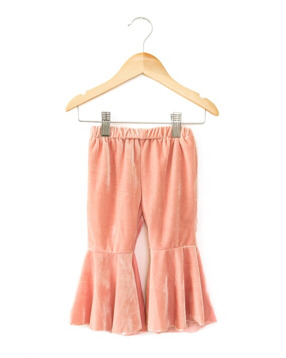Little Girl Velvet Bell Bottom Pants in Pink Little Girl Bell Etsy