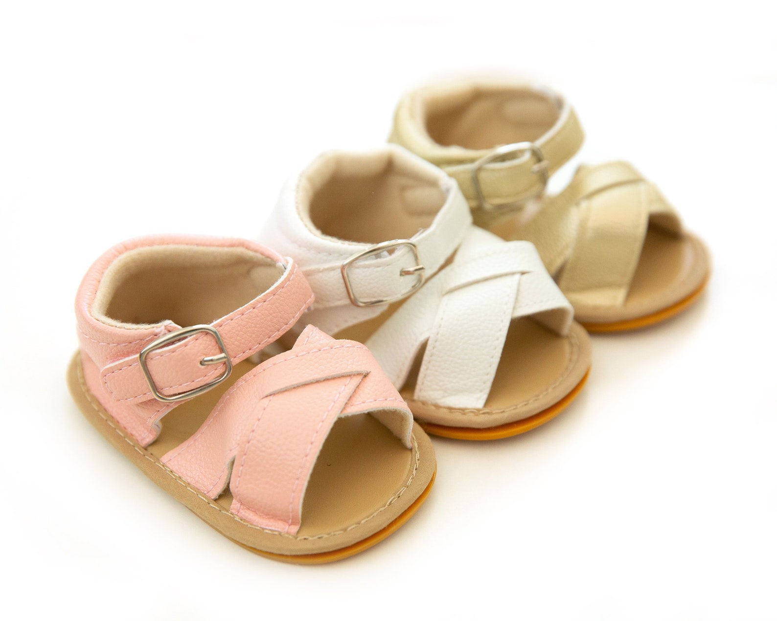 White Baby Girl Sandals Baby Girl Shoes Pleather Baby Girl Etsy