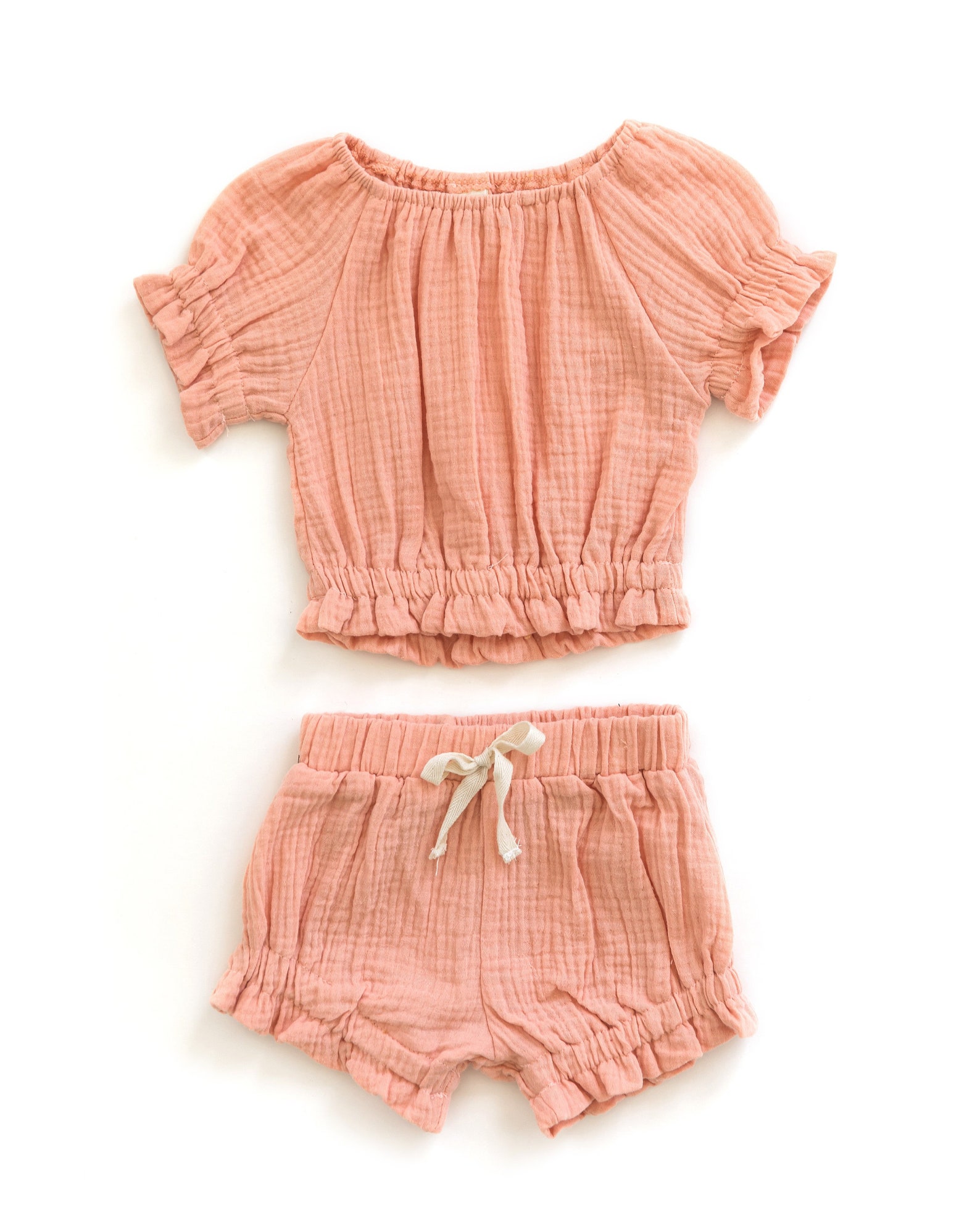 Soft Peach Baby Girl Summer Outfit Baby Girl Two Piece Summer Etsy