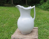 Large Vintage White Ironstone Pitcher - Meakin - England