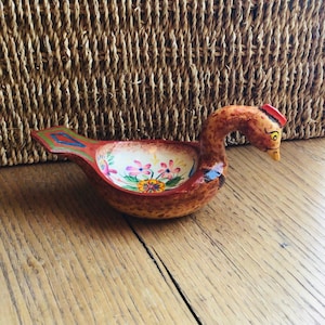 Hand Carved Wooden Chicken: Rosemaling Folk Art Decor