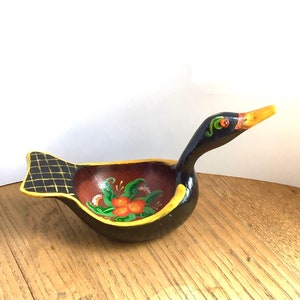 Painted Swan with Rosemaling, Ale Bowl, Carved Swan