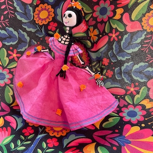 Catrina 10” Doll in Pink, Day of the Dead, Dias de los Muertos