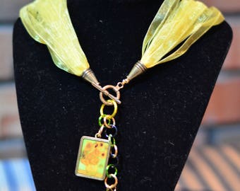 Van Gogh Sunflowers Necklace and Earring Set