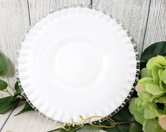 Sandwich Plate Cake Plate Silver Crest by FENTON 13 inches diameter white milk glass gift photo prop Service plate