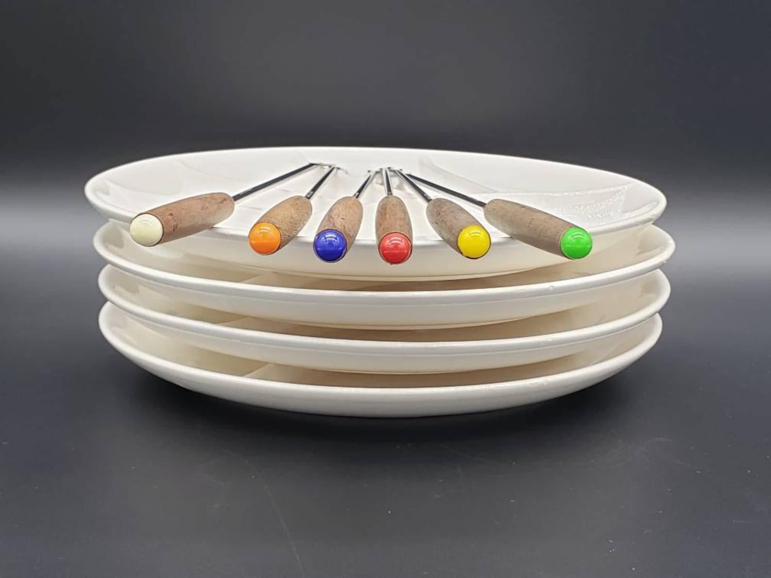Vintage Fondue Plates Set of 4 and Fondue Forks Set of 6 Etsy
