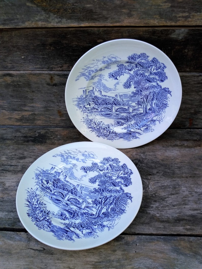 Wedgwood Dinner Plates Set of 4 Blue and White Etsy